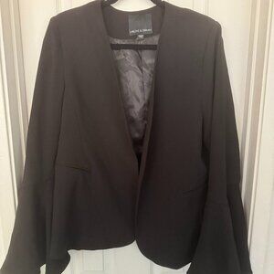 EUC, Harlowe & Graham Bell Sleeve Blazer Flare Sleeves, Black, Women's Size XL